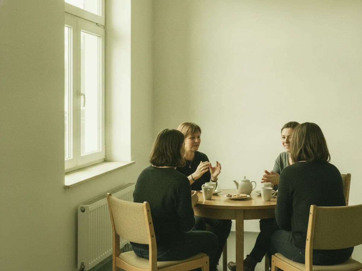 Kleine Gruppe von Frauen im Gesprächskreis